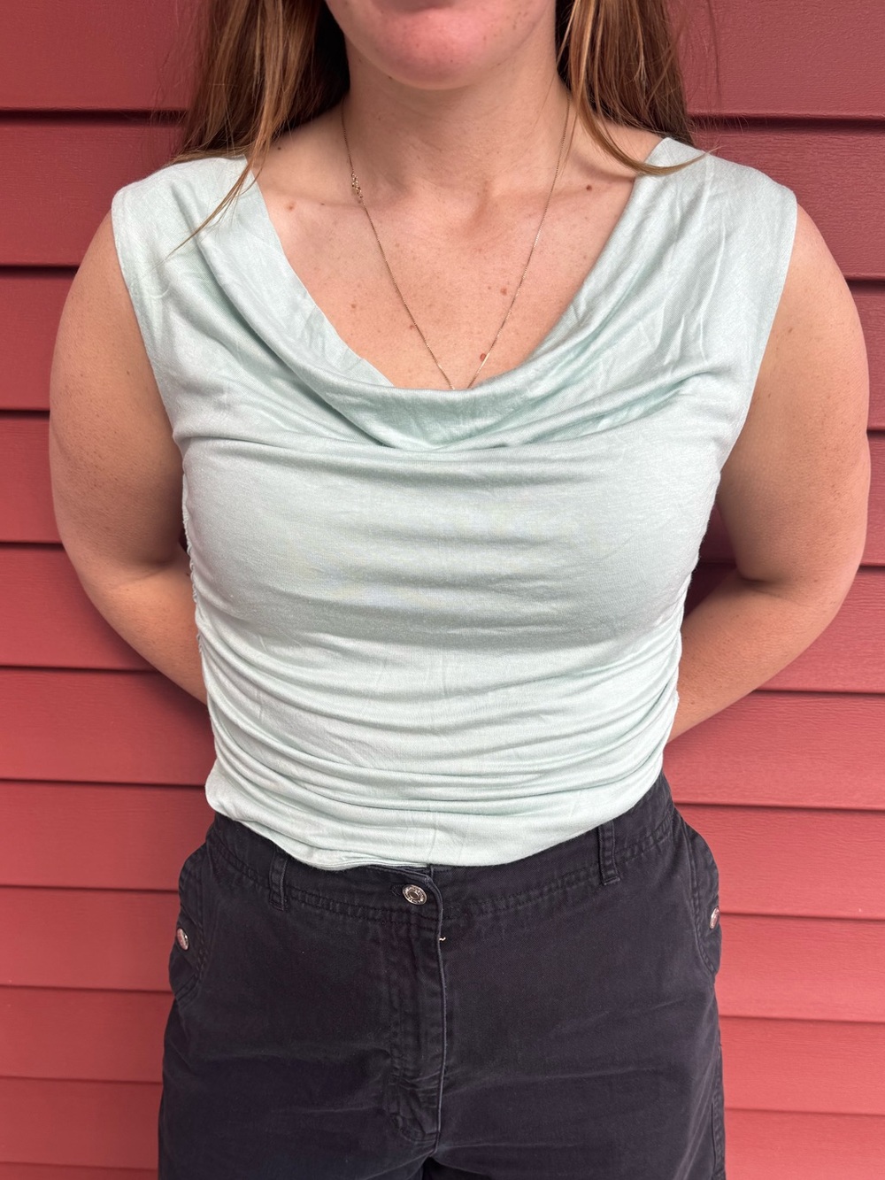 Double Zero Mint Green Cowl Neck Tank